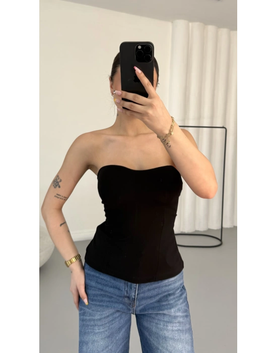 Camila Straplez Bluz - Siyah