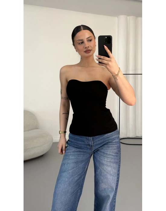 Camila Straplez Bluz - Siyah