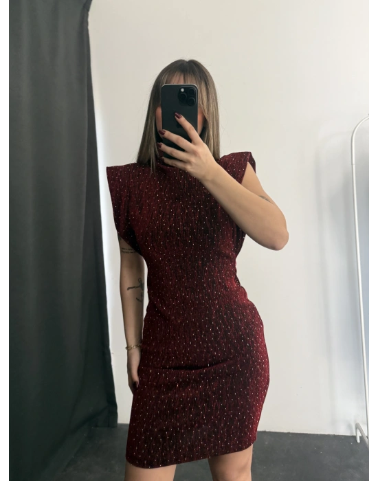 Camilla Taşlı Elbise - Bordo