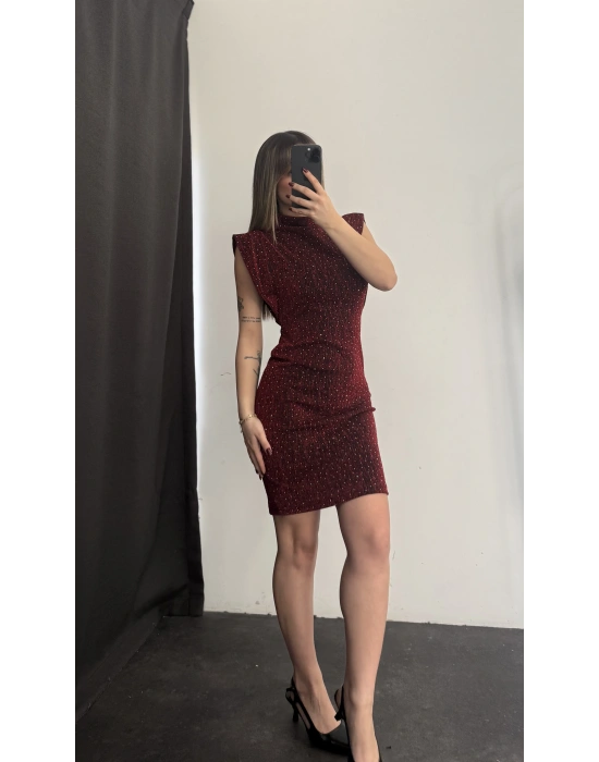 Camilla Taşlı Elbise - Bordo