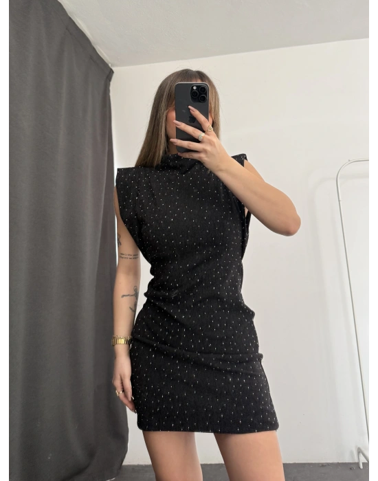 Camilla Taşlı Elbise - Siyah