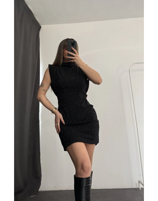 Camilla Taşlı Elbise - Siyah