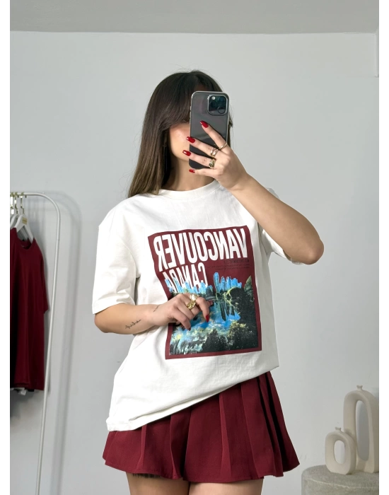 Canada Baskılı Tshirt - Beyaz