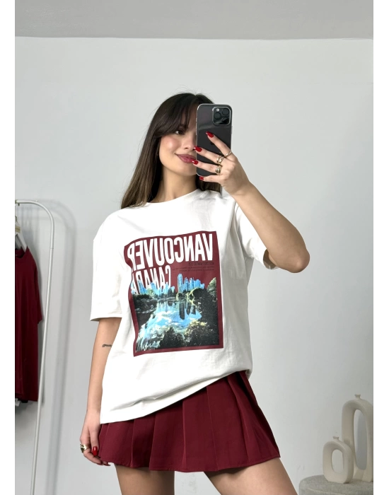 Canada Baskılı Tshirt - Beyaz