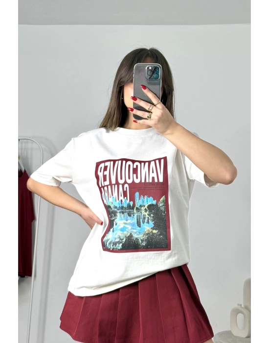 Canada Baskılı Tshirt - Beyaz