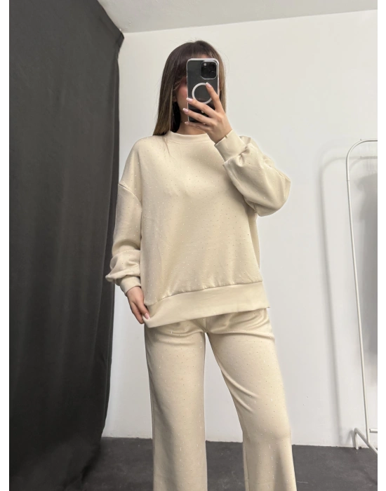 Carmen Taşlı Sweat Takım - Bej
