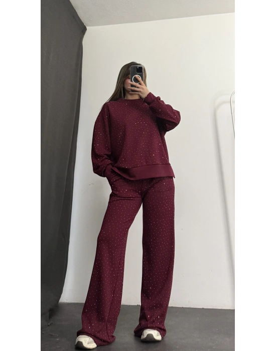Carmen Taşlı Sweat Takım - Bordo