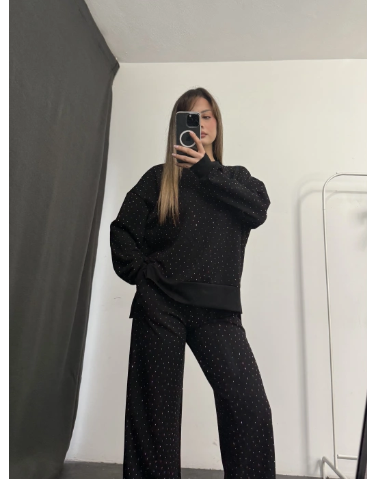 Carmen Taşlı Sweat Takım - Siyah