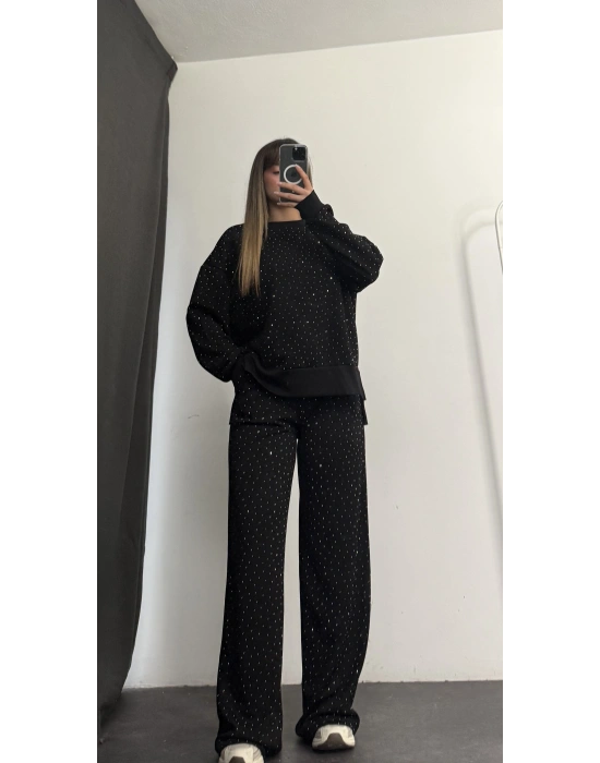 Carmen Taşlı Sweat Takım - Siyah