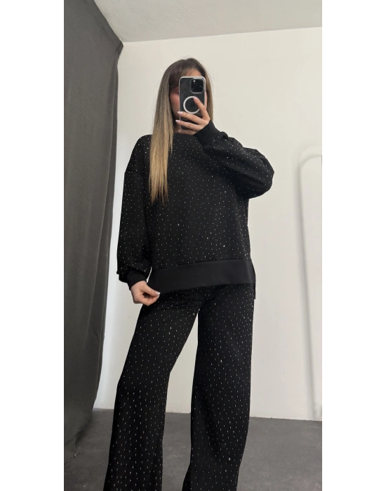 Carmen Taşlı Sweat Takım - Siyah
