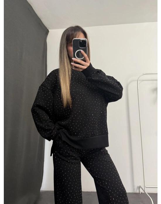 Carmen Taşlı Sweat Takım - Siyah