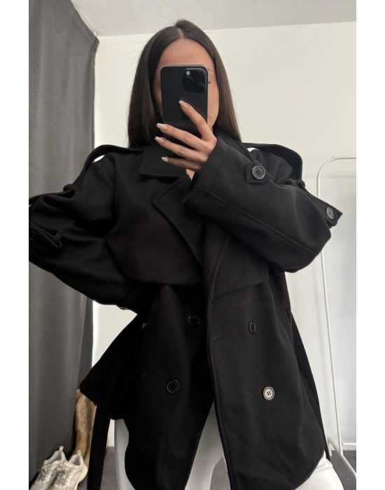 Carolin Kısa Kaban - Siyah