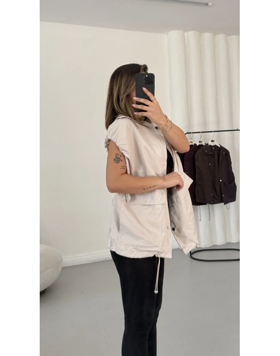 Cate Oversize Yelek - Bej