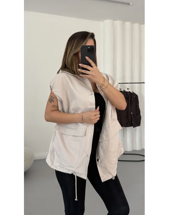 Cate Oversize Yelek - Bej