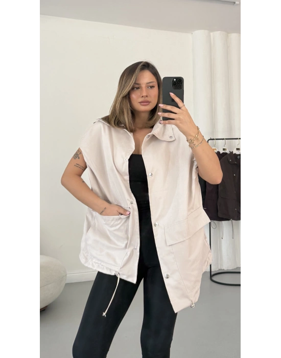 Cate Oversize Yelek - Bej