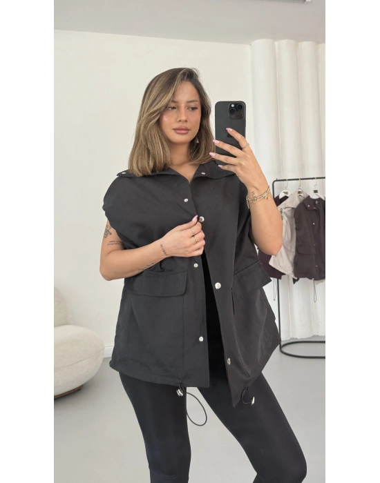 Cate Oversize Yelek - Siyah