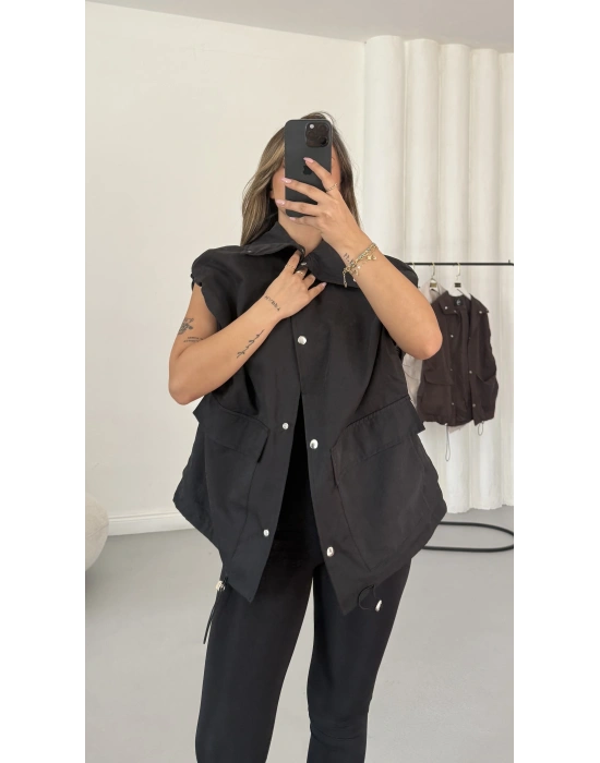 Cate Oversize Yelek - Siyah