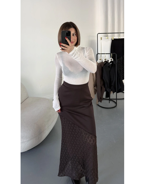 Celia Dantel Detay Etek - Kahve