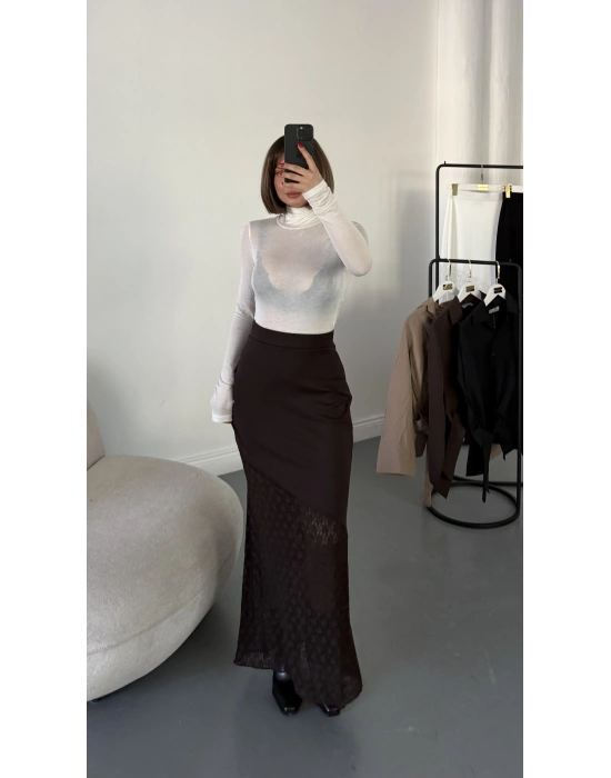 Celia Dantel Detay Etek - Kahve