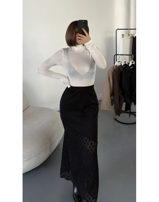 Celia Dantel Detay Etek - Siyah