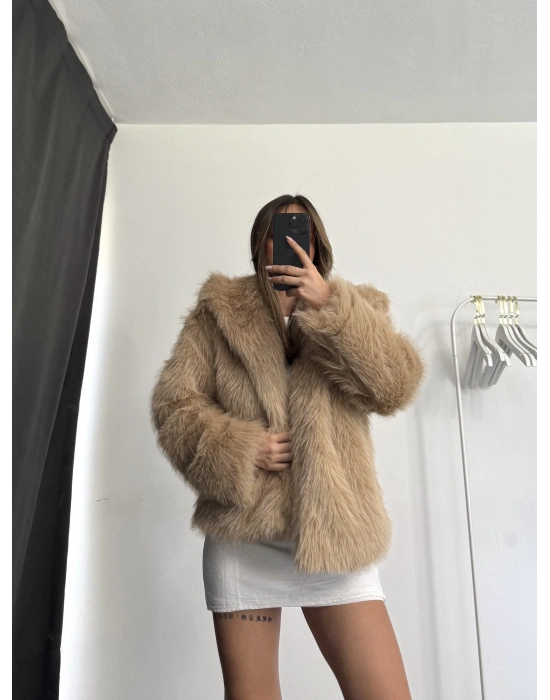 Celin Peluş Kürk - Bej