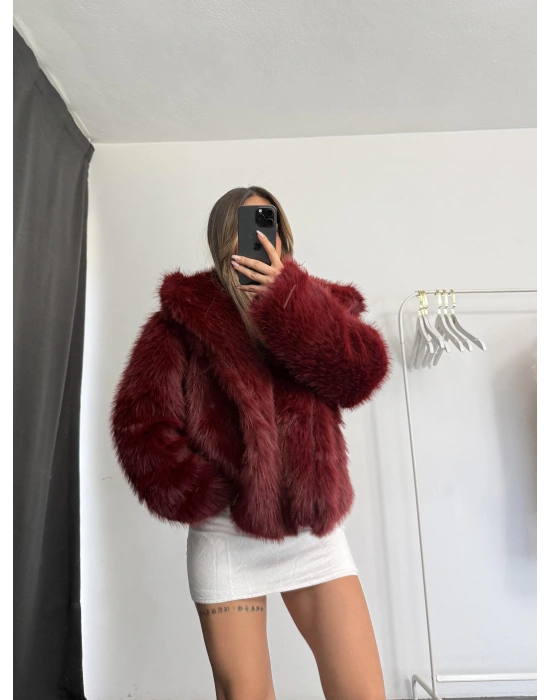 Celin Peluş Kürk - Bordo