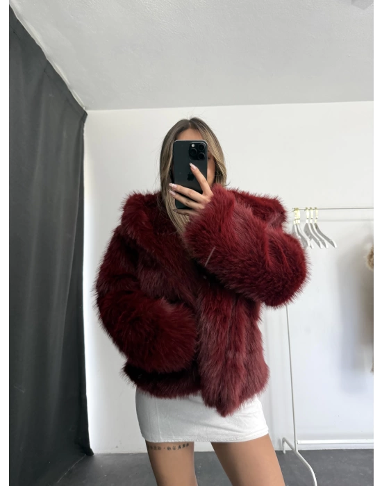 Celin Peluş Kürk - Bordo