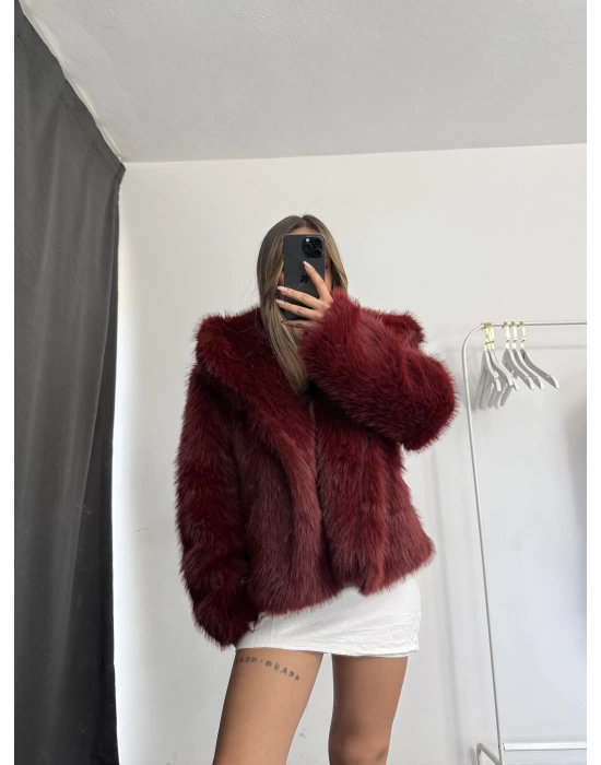 Celin Peluş Kürk - Bordo
