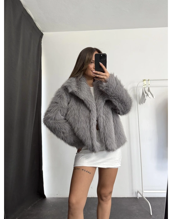 Celin Peluş Kürk - Gri