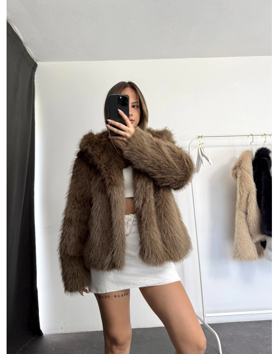 Celin Peluş Kürk - Kahve