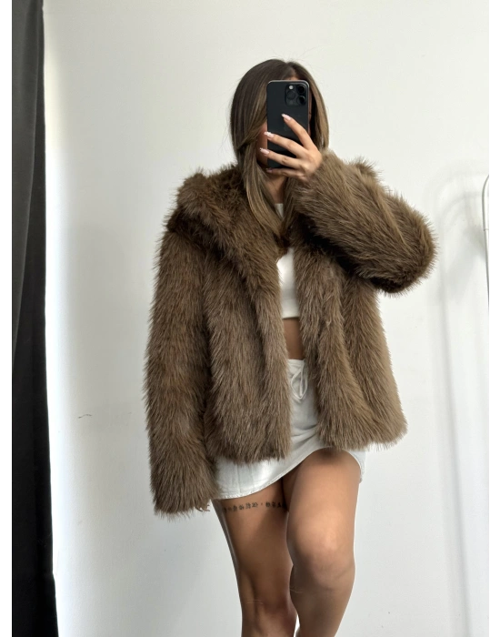 Celin Peluş Kürk - Kahve
