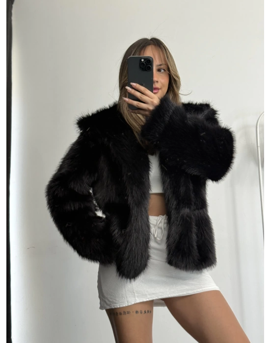 Celin Peluş Kürk - Siyah