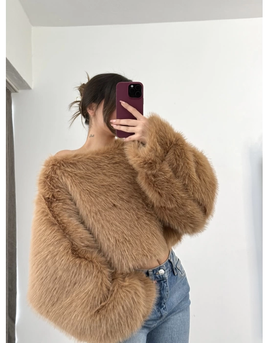 Celine Crop Kürk - Camel