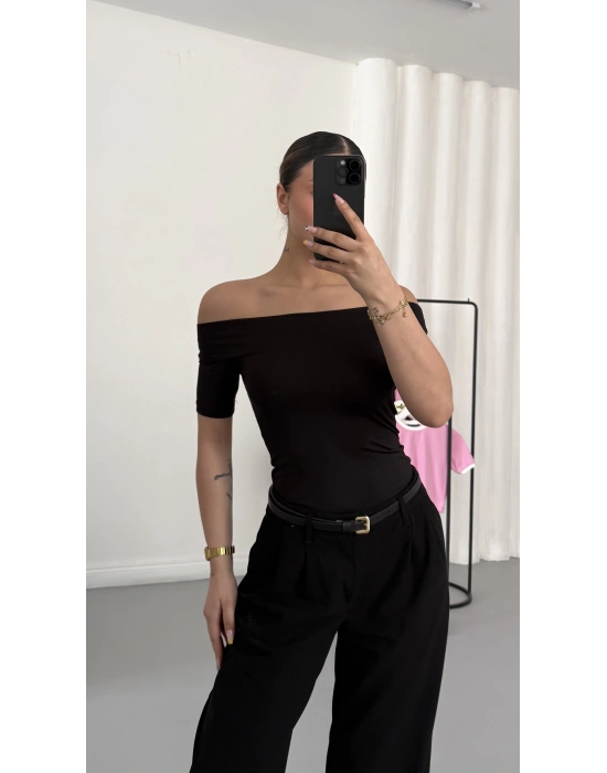Celine Madonna Yaka Crop - Siyah