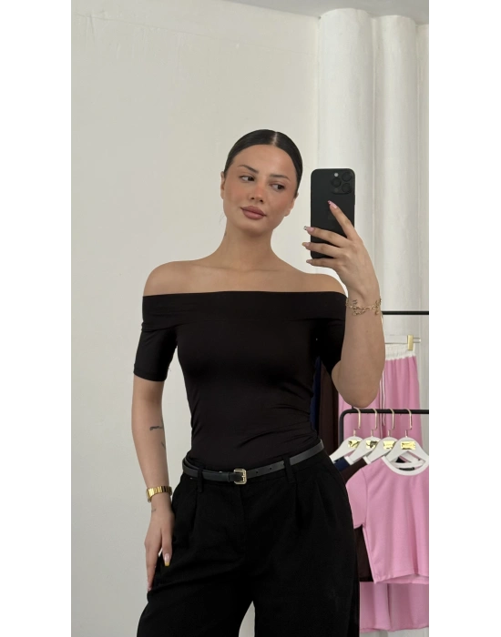Celine Madonna Yaka Crop - Siyah