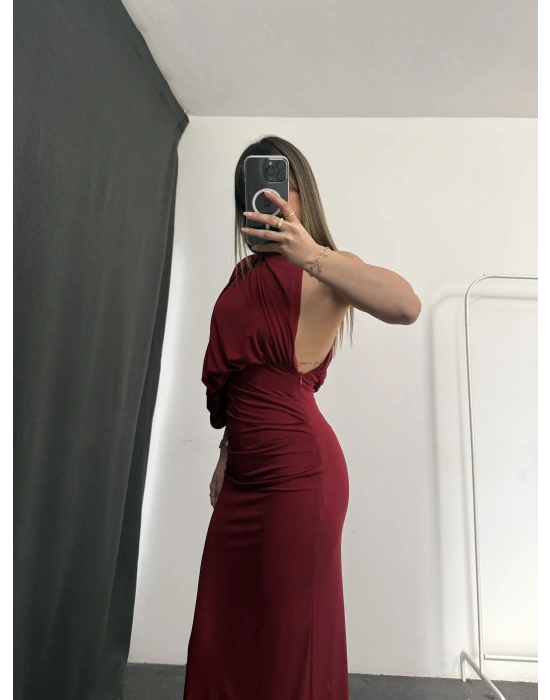 Charlotte Drapeli Elbise - Bordo