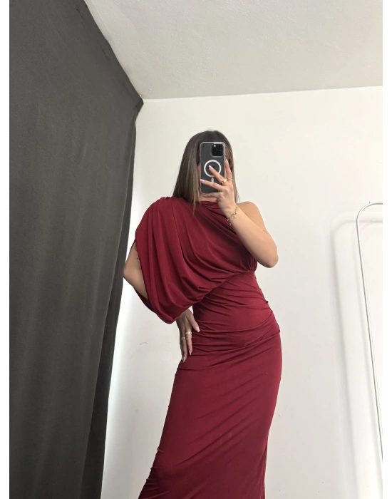 Charlotte Drapeli Elbise - Bordo