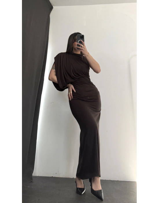 Charlotte Drapeli Elbise - Kahve