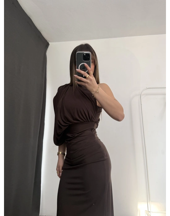 Charlotte Drapeli Elbise - Kahve