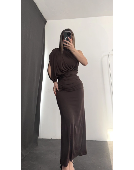 Charlotte Drapeli Elbise - Kahve