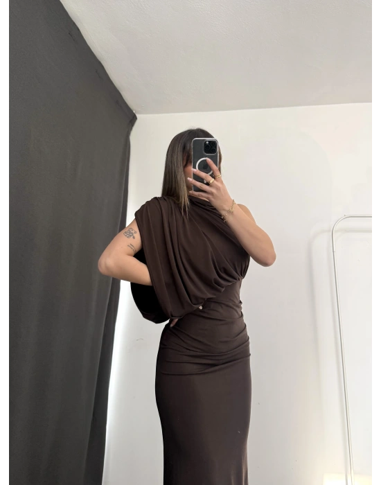 Charlotte Drapeli Elbise - Kahve