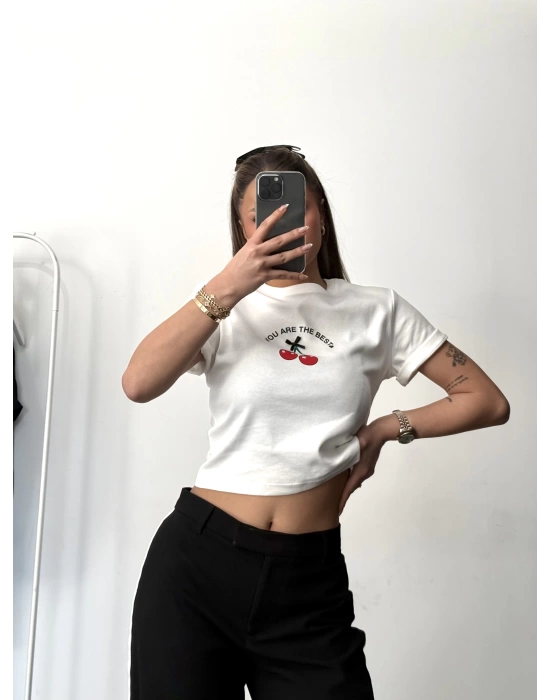 Cherry Tshirt - Beyaz