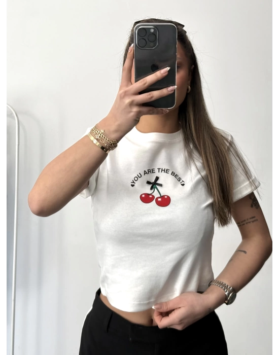 Cherry Tshirt - Beyaz