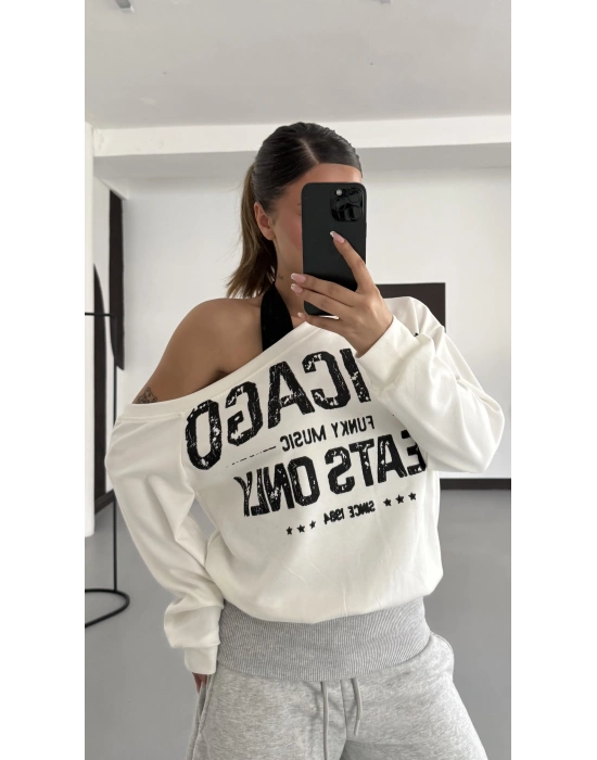Chicago Atlet Detaylı Sweatshirt - Beyaz