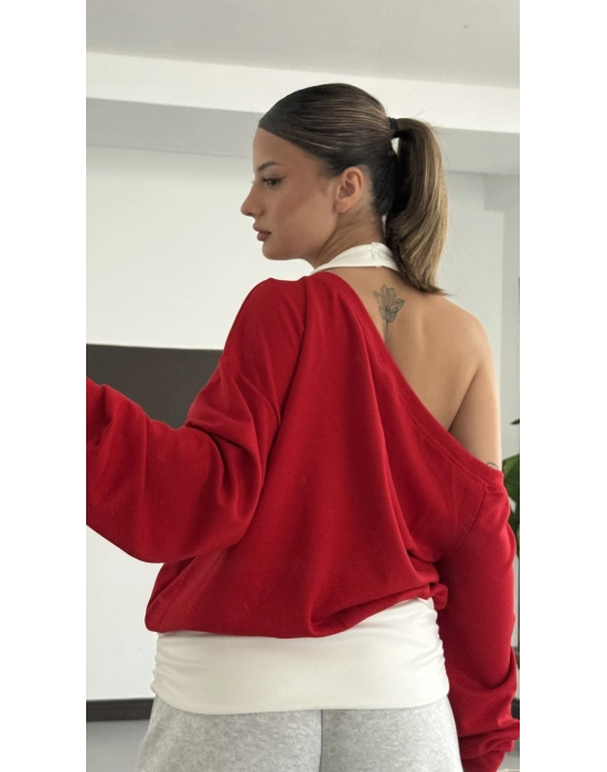 Chicago Atlet Detaylı Sweatshirt - Kırmızı