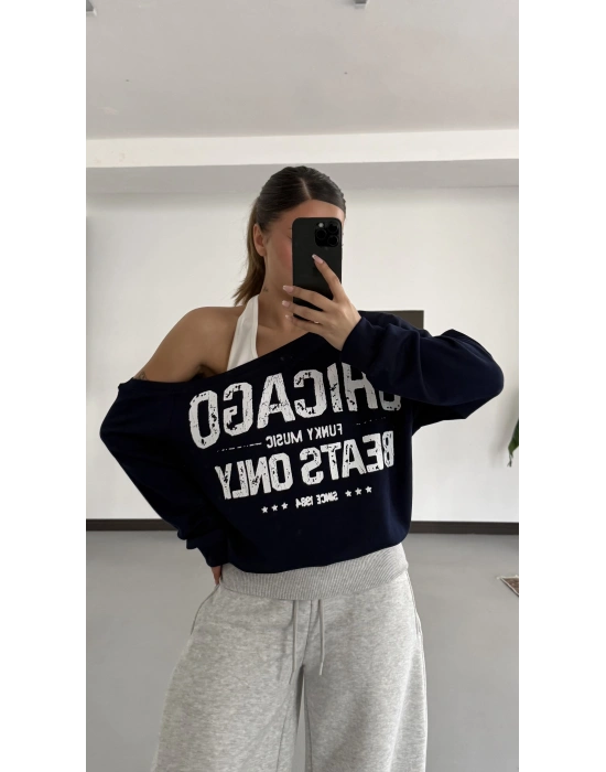 Chicago Atlet Detaylı Sweatshirt - Lacivert
