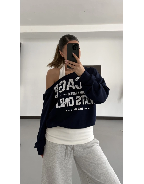 Chicago Atlet Detaylı Sweatshirt - Lacivert