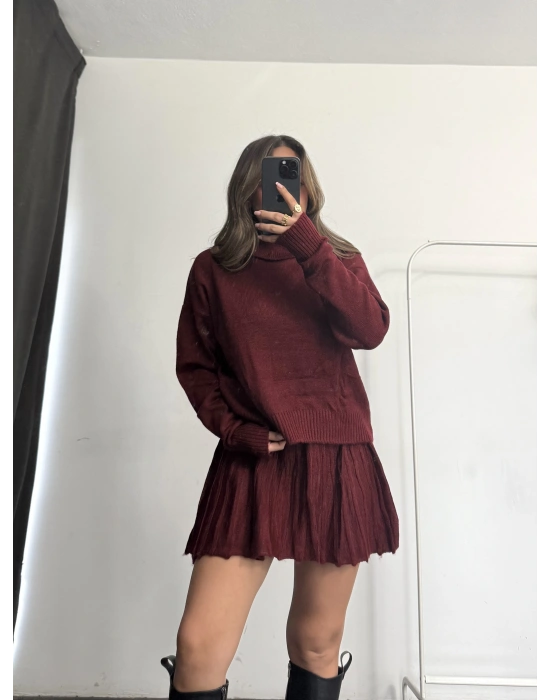 Clara Pileli Triko Takım - Bordo