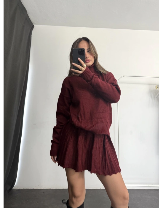 Clara Pileli Triko Takım - Bordo