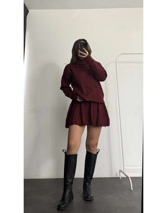 Clara Pileli Triko Takım - Bordo